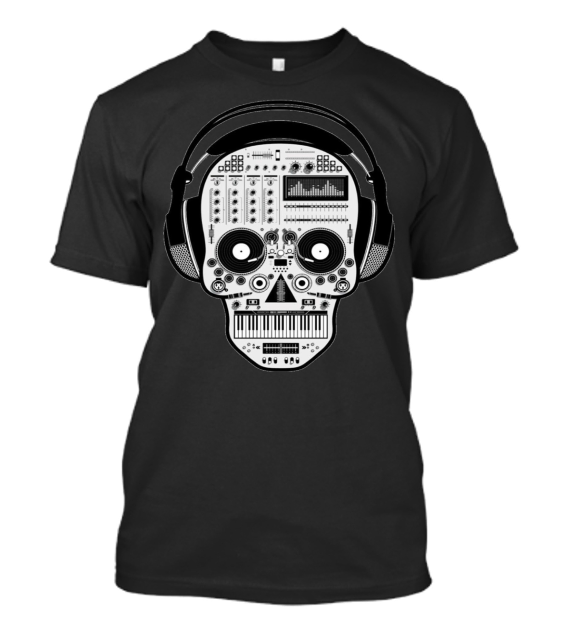Rap Music DJ Equipment Skull Headphones T-Shirt