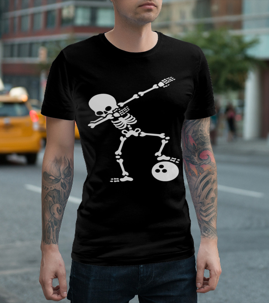 Bowling Skeleton Dabbing Strike Pose T-Shirt