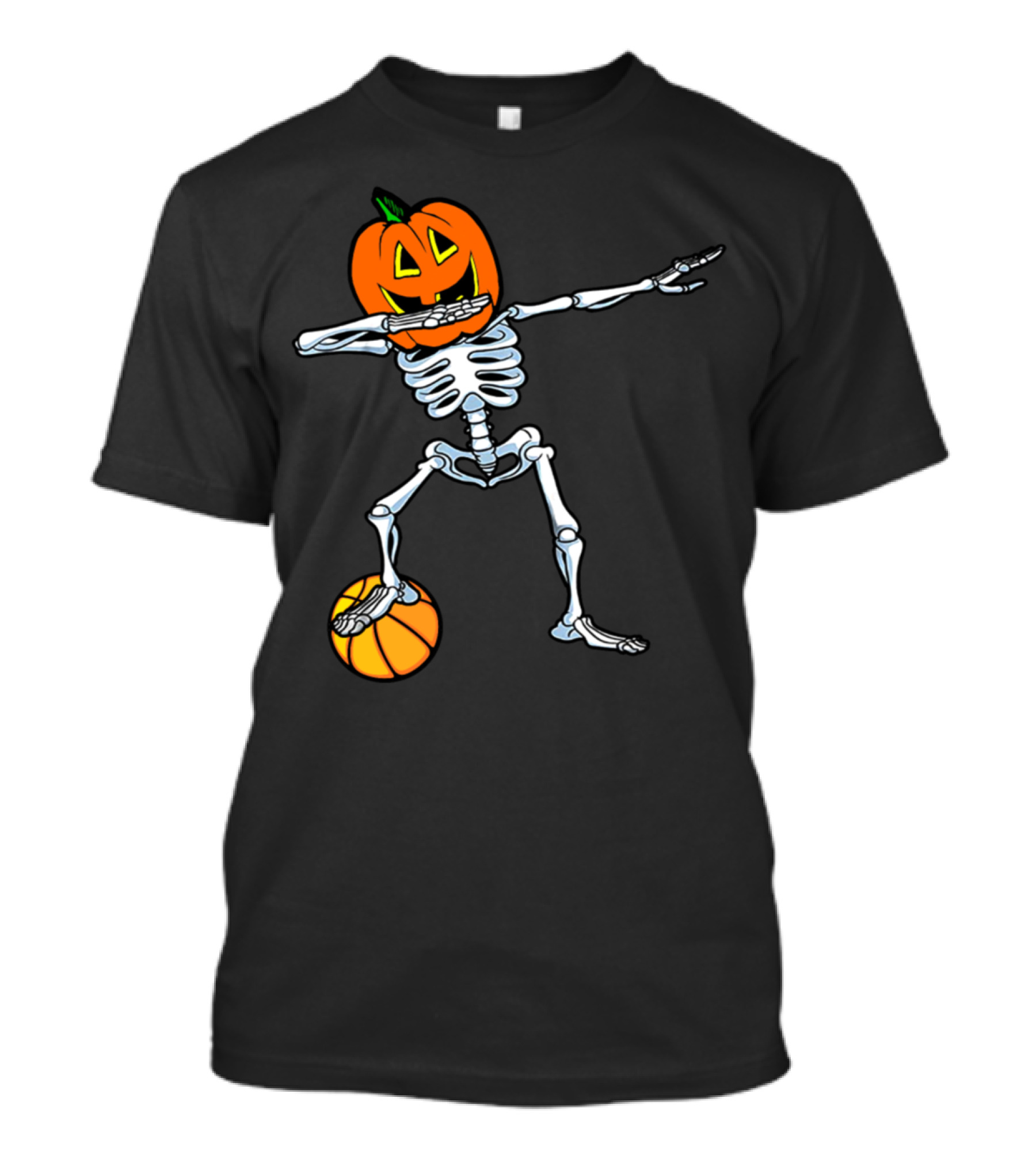 Dabbing Pumpkin Head Skeleton Dab Basketball Dance T-Shirt