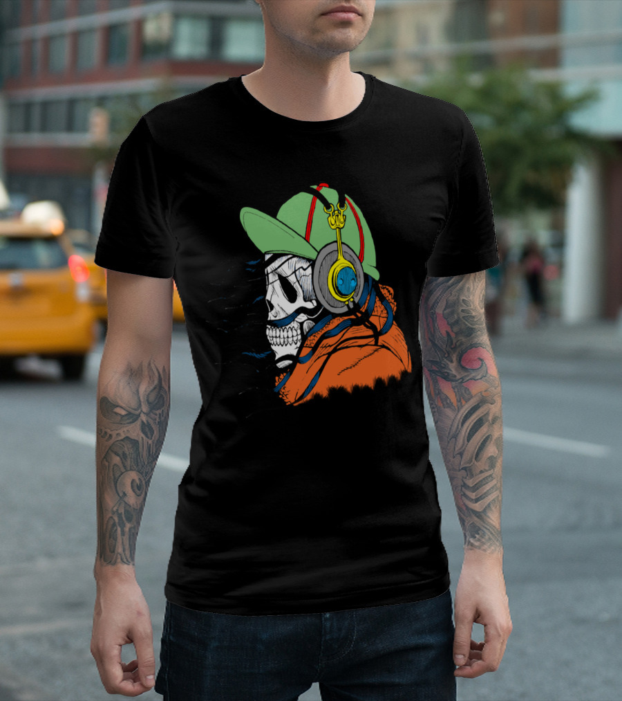 Dead Inside Skeleton with Headphones and Cap T-Shirt