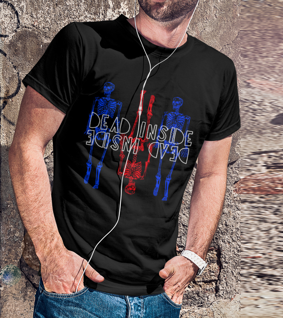 Dead Inside Skeletons Blue And Red Trio Reflection T-Shirt
