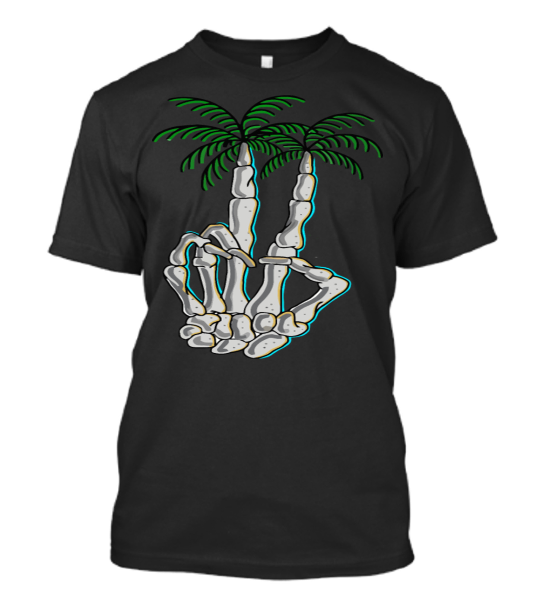 Peace Skeleton Hand Palm Trees T-Shirt