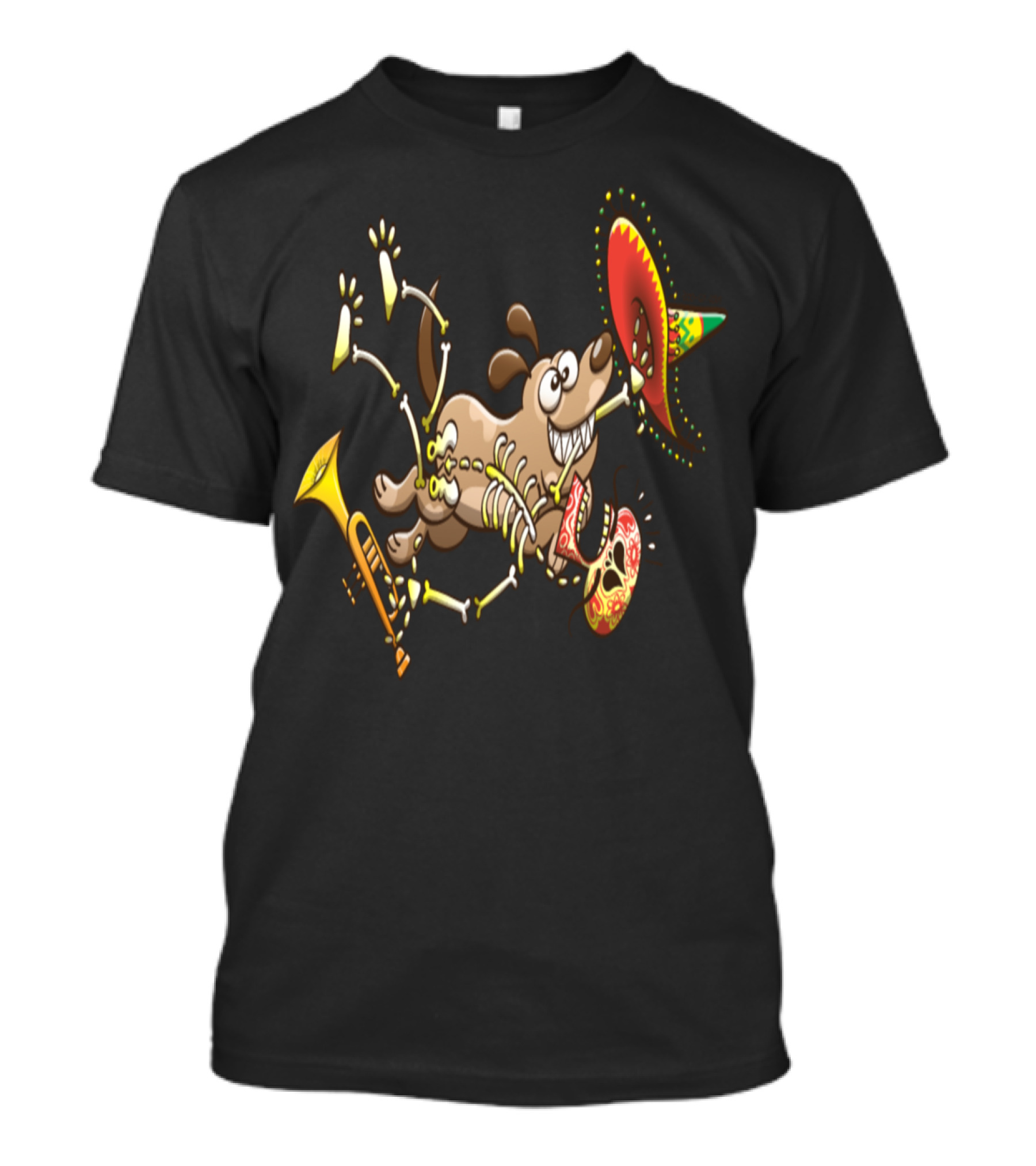 Mischievous Dog With Mexican Skeleton Disguise And Sombrero Playful Chaos T-Shirt