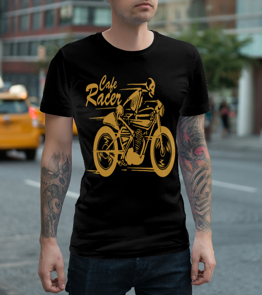 Cafe Racer Skeleton Riding a Cafe Racer T-Shirt
