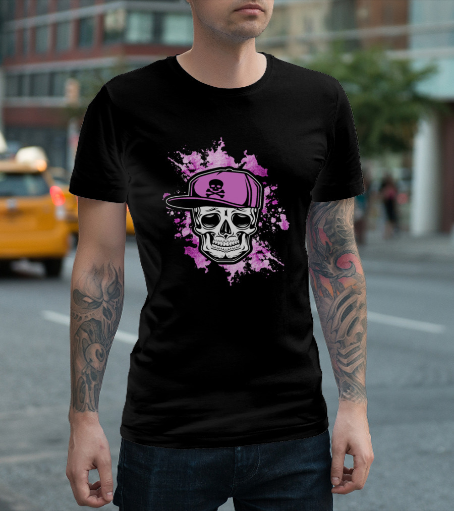 Skull Girl Basecap Pink Skeleton Old School Graffiti T-Shirt