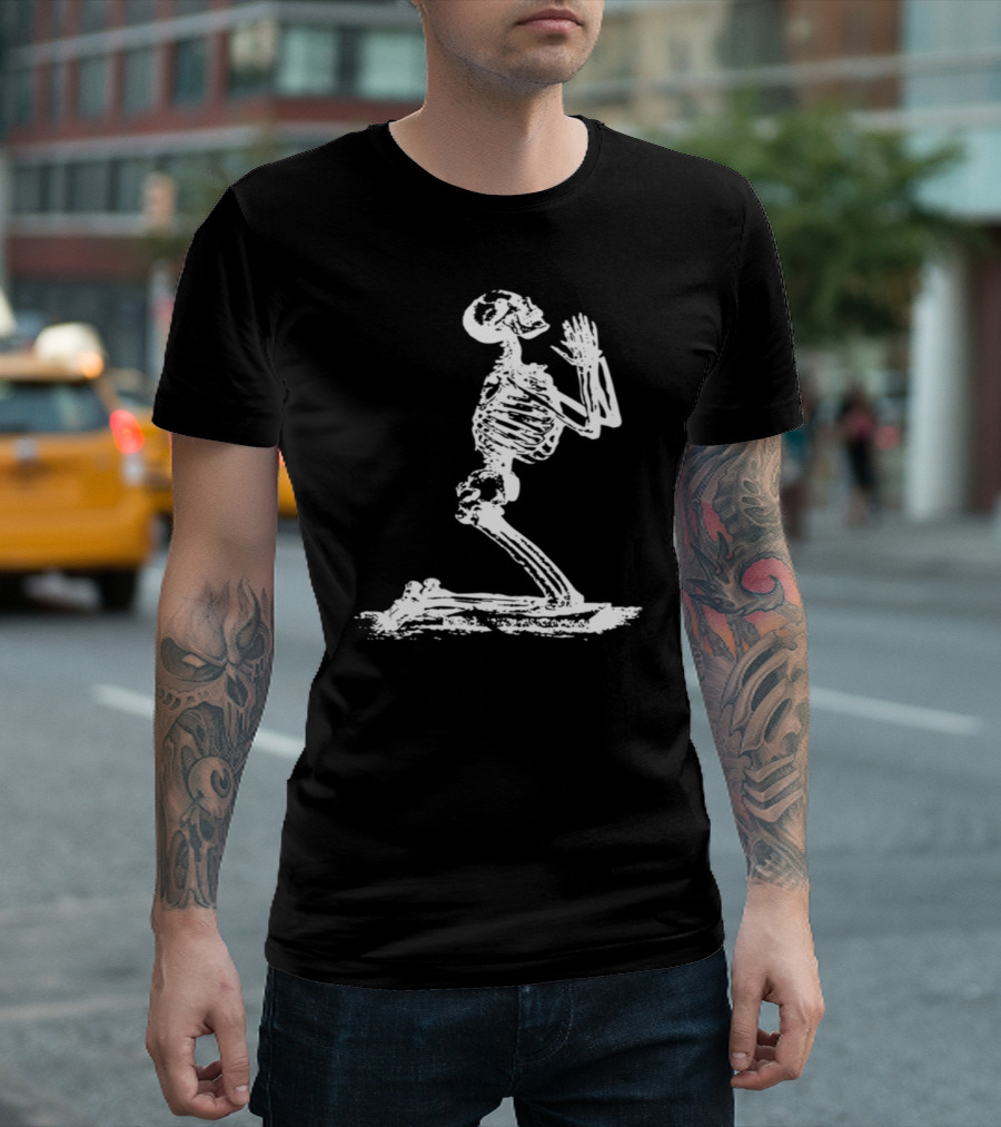 Funny Skeleton in Praying Pose T-Shirt