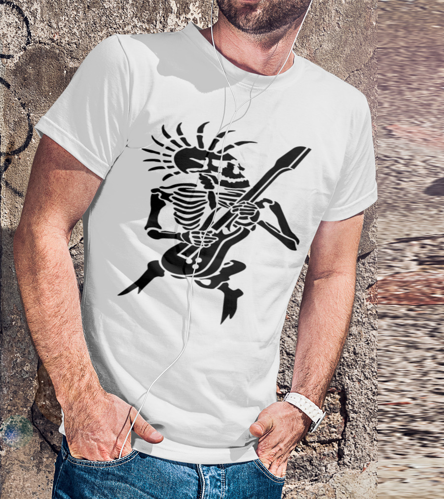 Punk Rock Skeleton Playing Guitar T-Shirt