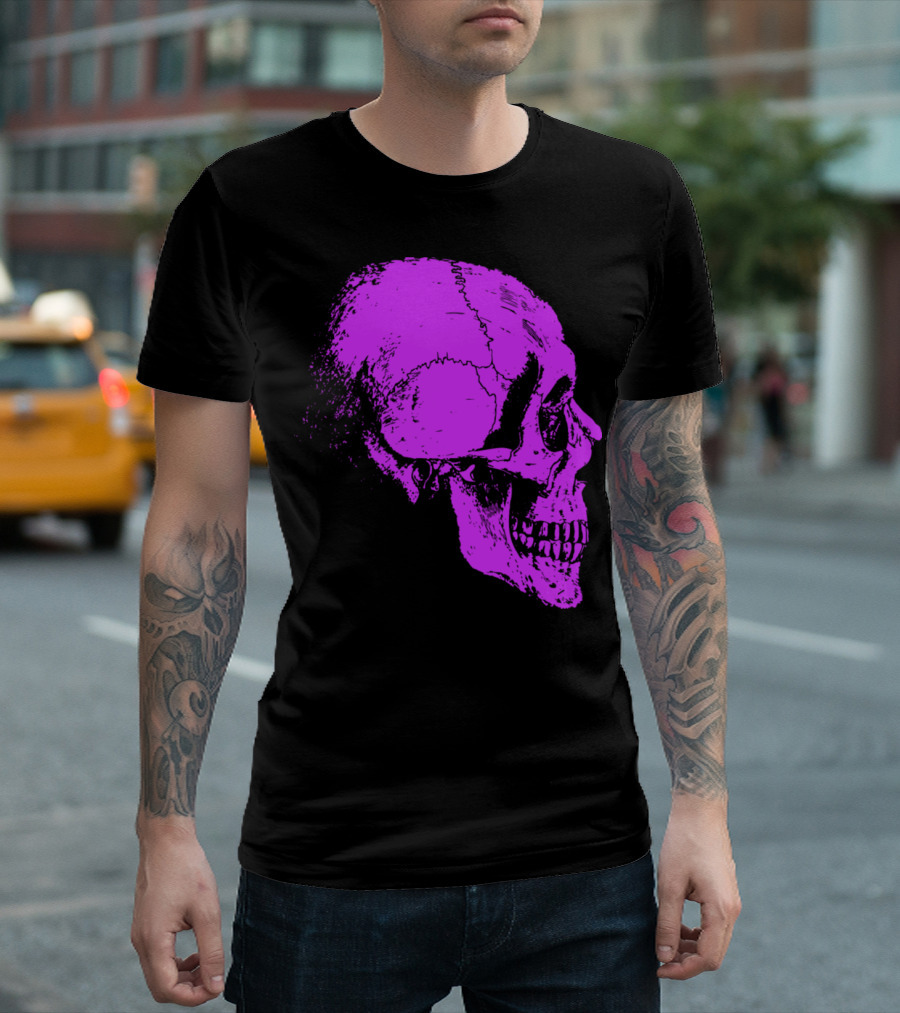Girly Skeleton Head Pink Skull T-Shirt