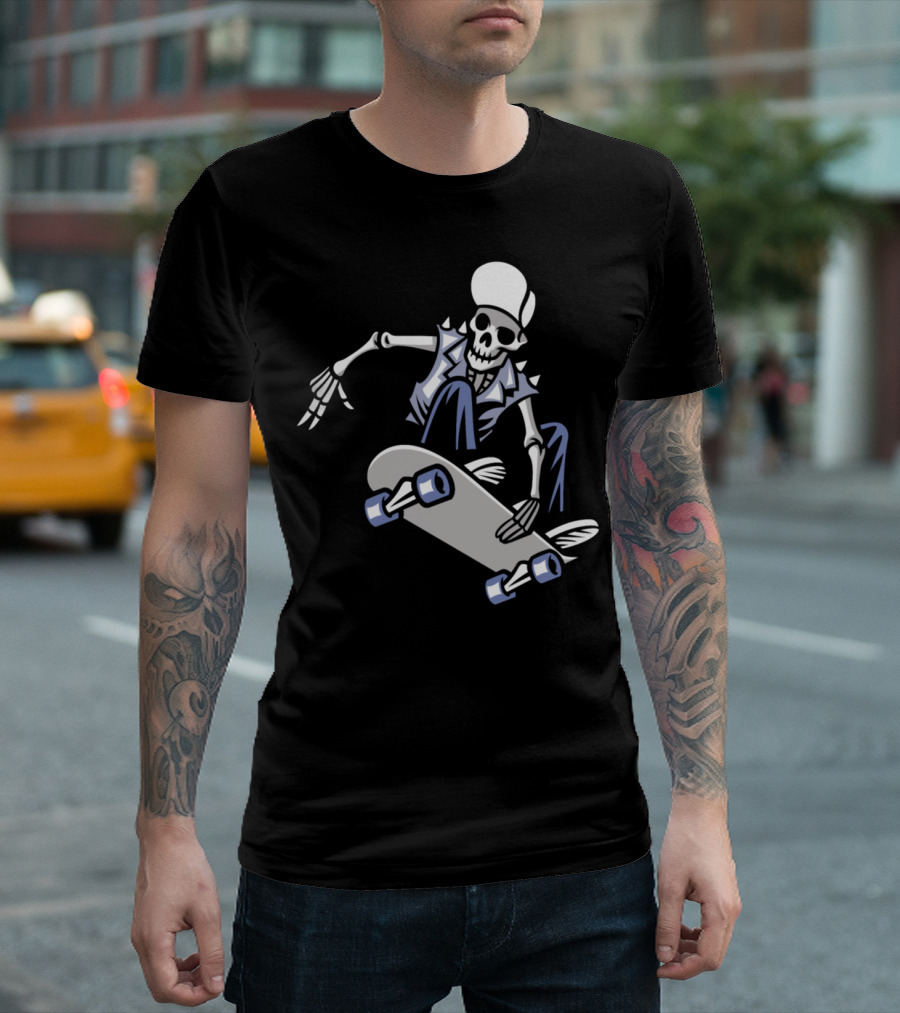 Skeleton Skull Skateboarder Streetwear T-Shirt