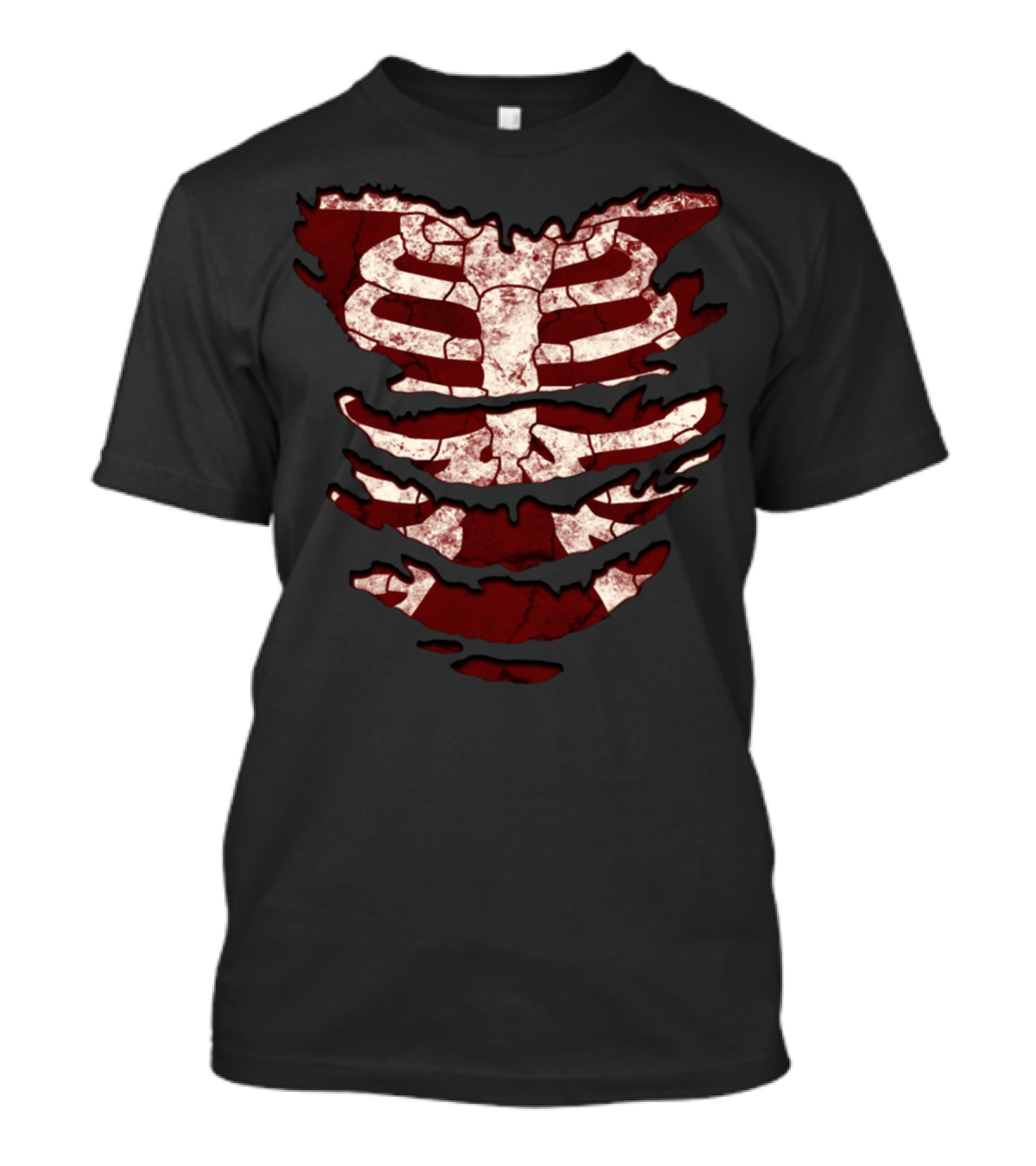 Skeleton Torso Under Torn Vintage Look T-Shirt