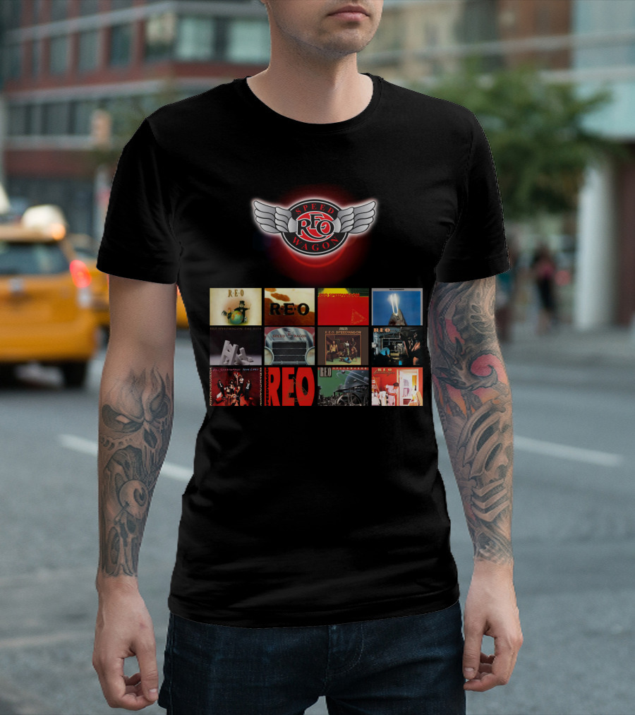 REO Speedwagon Album Covers with Iconic Band T-Shirt