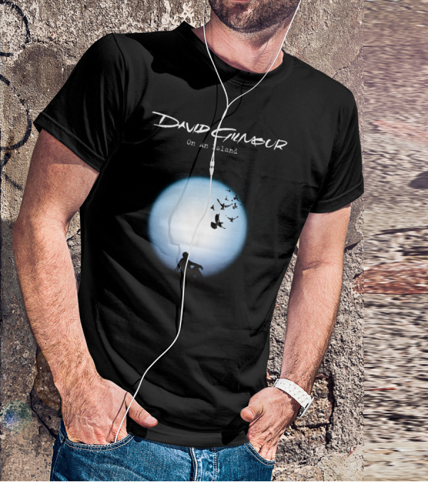David Gilmour On An Island Silhouette And Birds Moon Scene T-Shirt