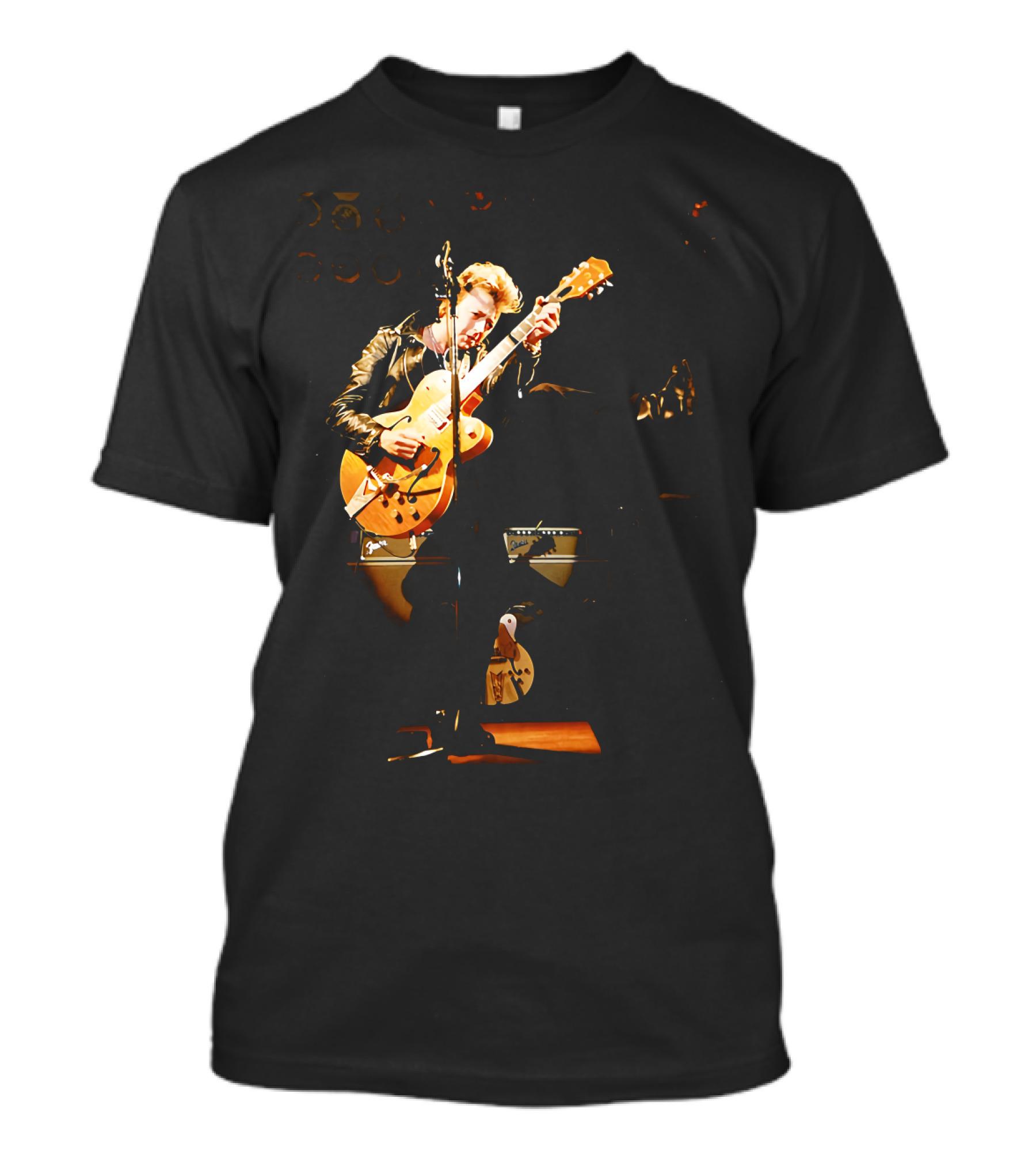 Straycats Rockabilly Guitarist In Leather Jacket T-Shirt
