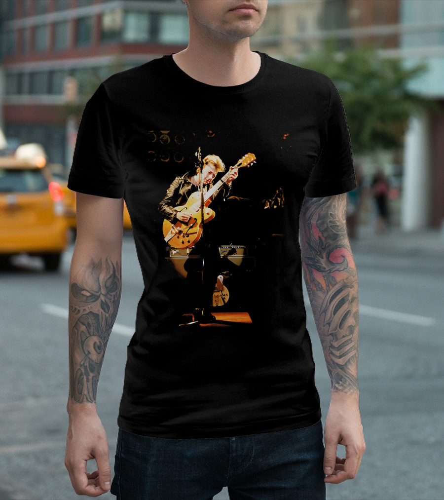 Straycats Rockabilly Guitarist In Leather Jacket T-Shirt