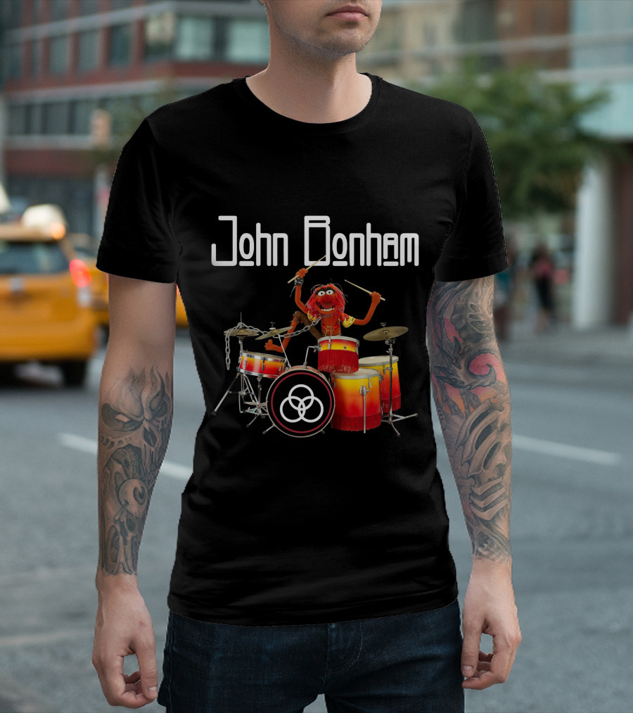 John Bonham Drums Animal Muppets Iconic Performance Image T-Shirt