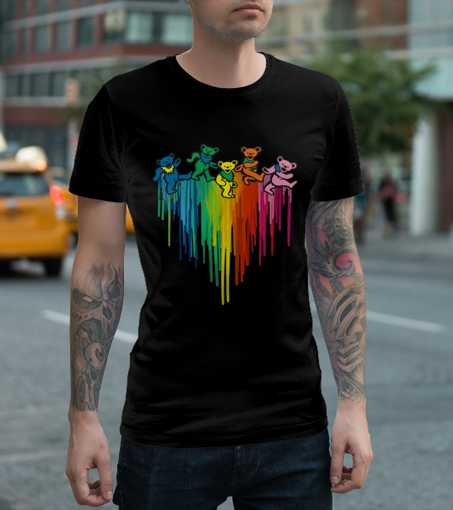 Grateful Dead Dancing Bear Rainbow Drip T-Shirt
