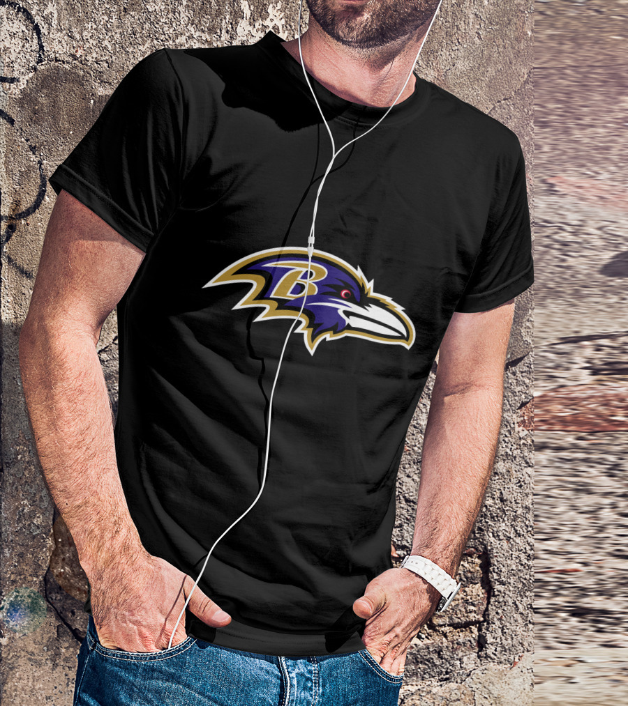 Baltimore Ravens Black And Purple Iconic B Football Team Emblem T-Shirt