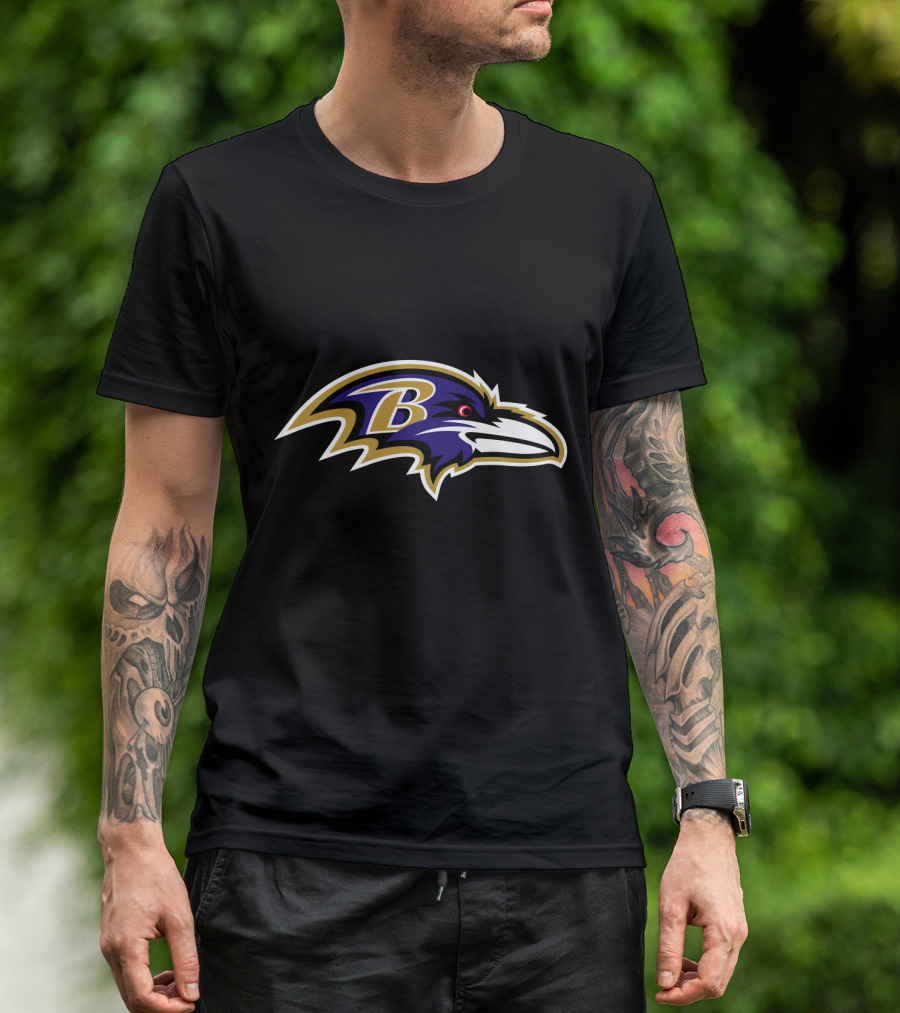 Baltimore Ravens Black And Purple Iconic B Football Team Emblem T-Shirt