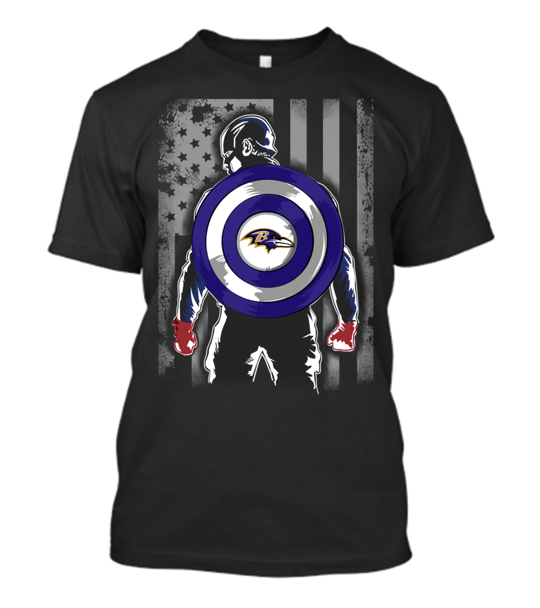 Baltimore Ravens Captain America Shield Flag T-Shirt