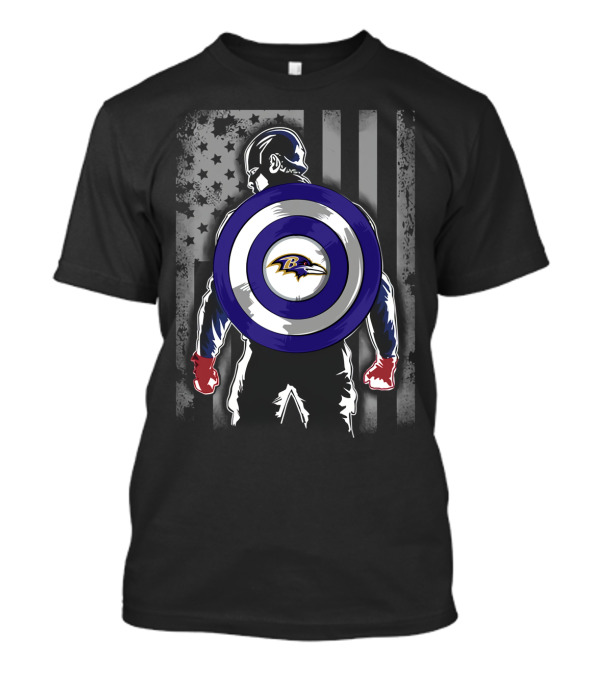Baltimore Ravens Captain America Shield Flag T-Shirt