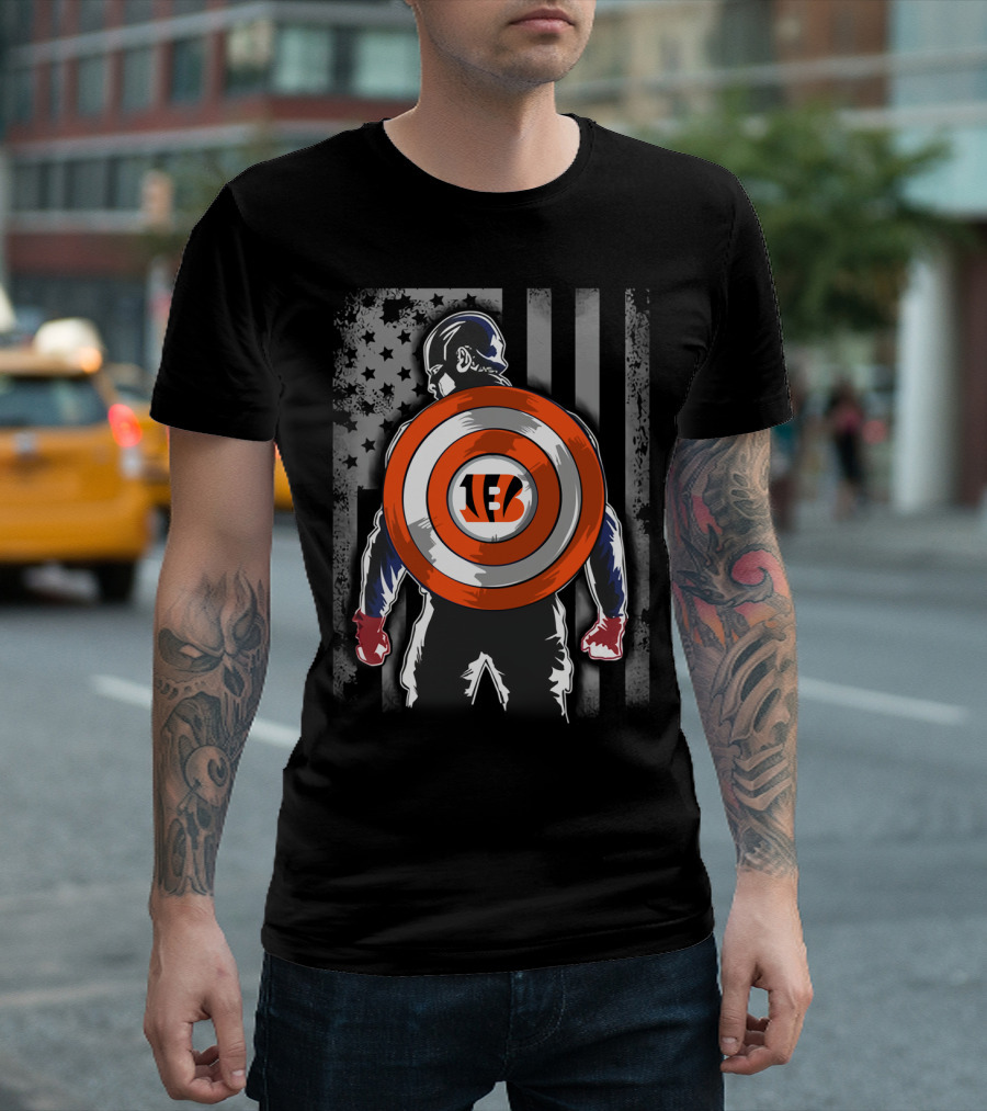 Cincinnati Bengals Captain America Shield T-Shirt