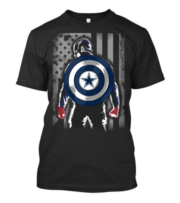 Dallas Cowboys Captain America Shield Flag T-Shirt