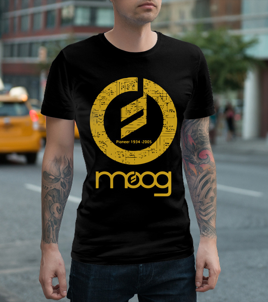 MOOG Pioneer 1934-2005 Yellow Circuitry T-Shirt