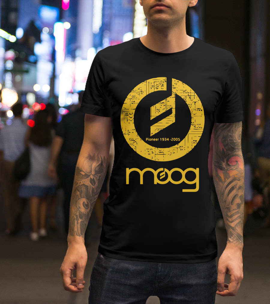 MOOG Pioneer 1934-2005 Yellow Circuitry T-Shirt