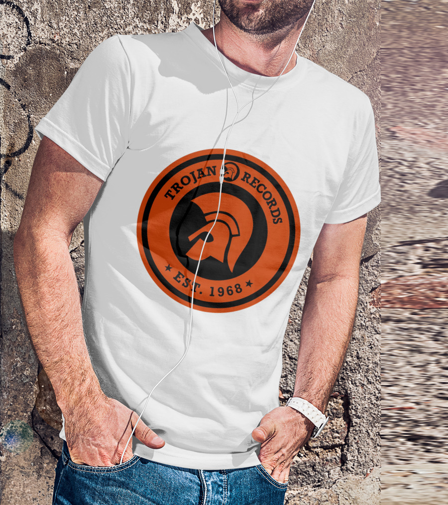 TROJAN RECORDS EST. 1968 Iconic Helmet Logo Emblem T-Shirt