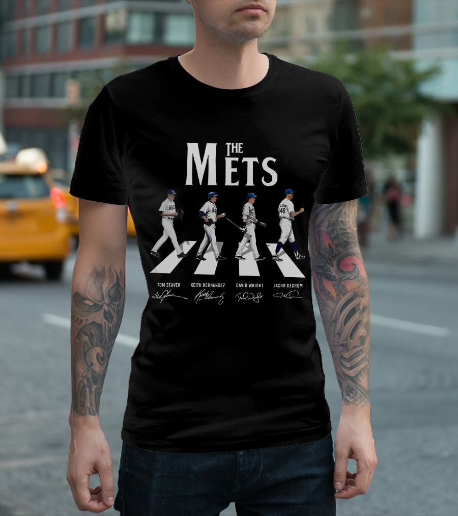 The Mets Abbey Road Tom Seaver Keith Hernandez David Wright Jacob DeGrom Signatures T-Shirt