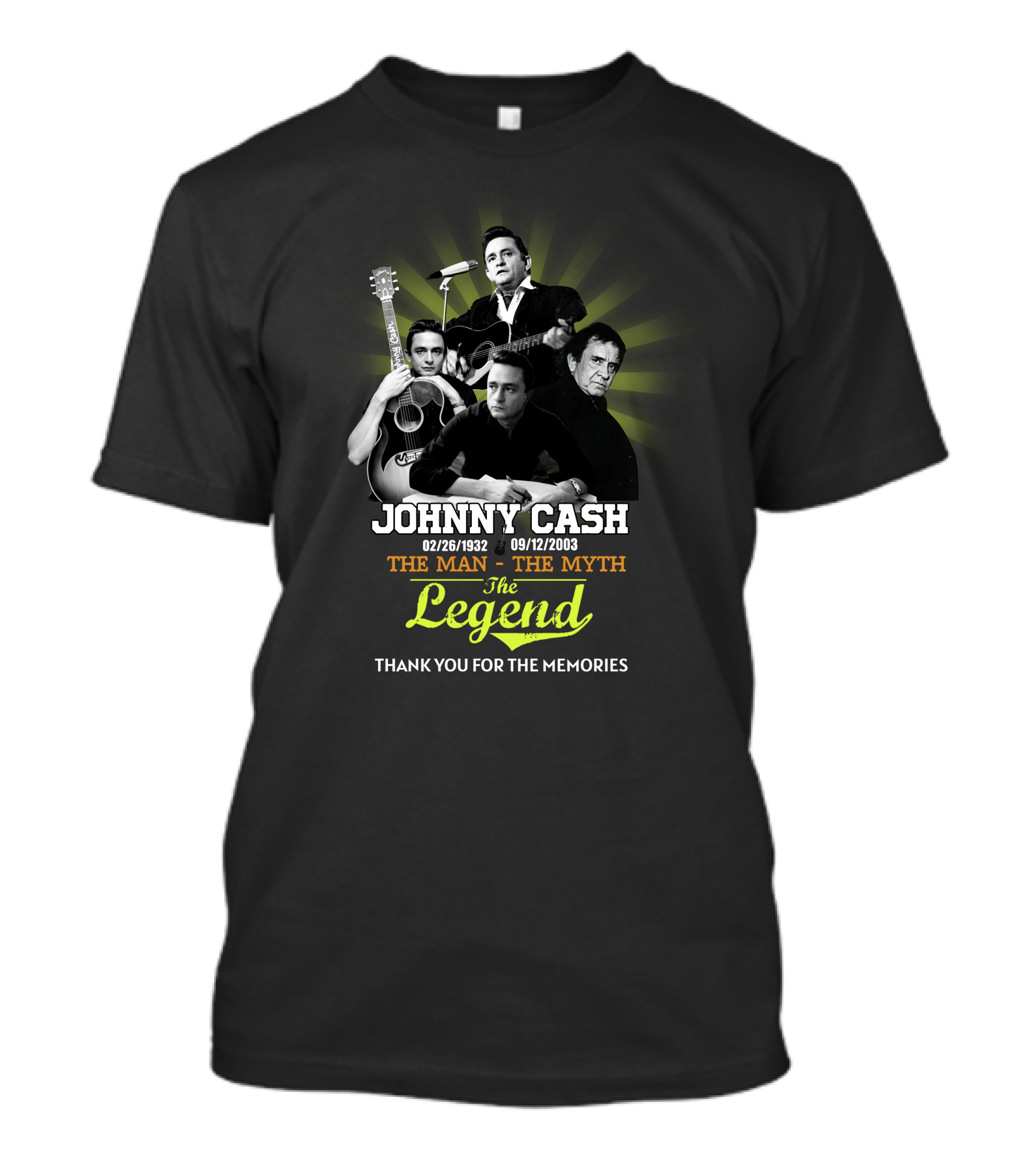 JOHNNY CASH 02/26/1932 09/12/2003 THE MAN THE MYTH THE LEGEND THANK YOU FOR THE MEMORIES T-Shirt