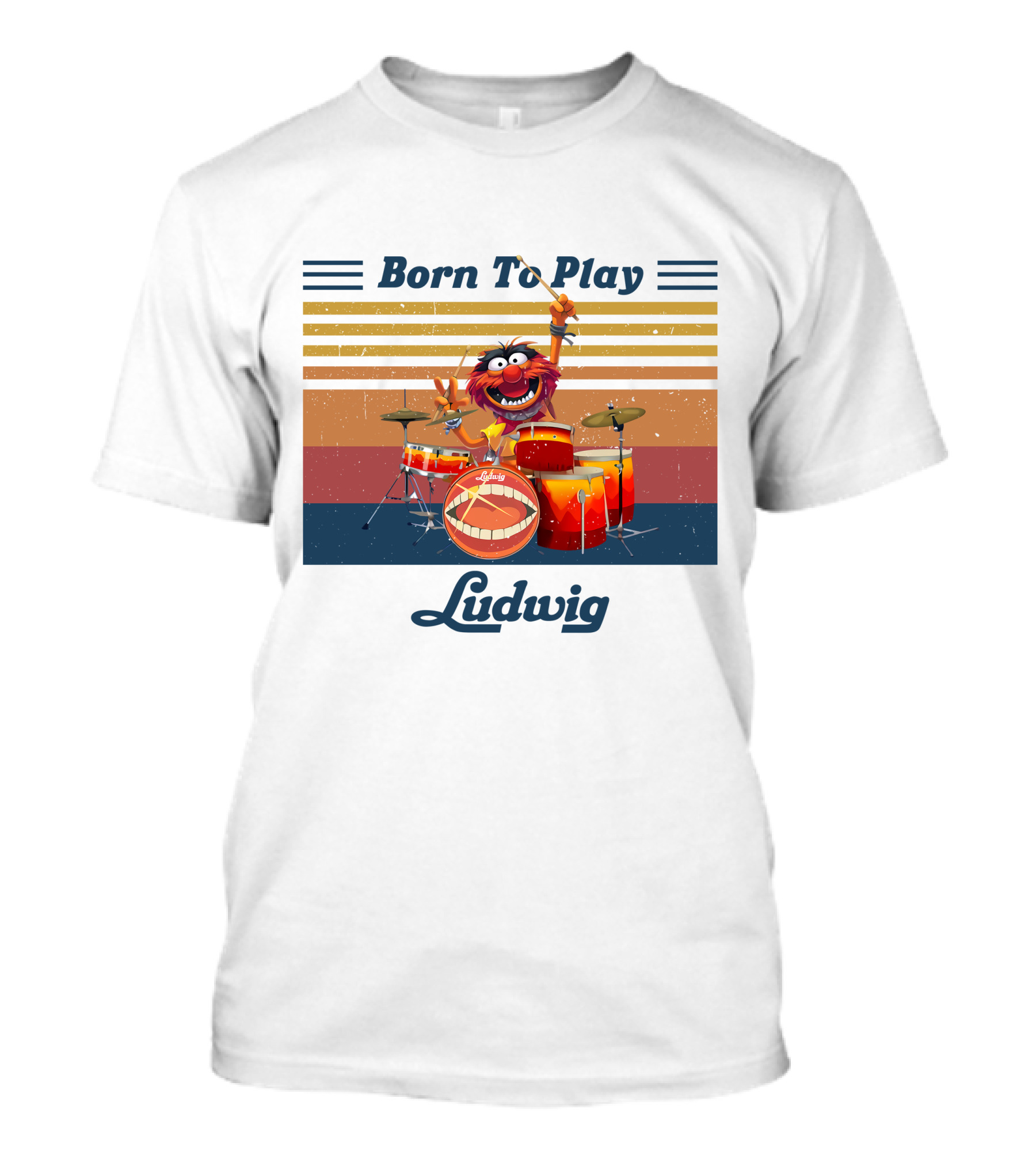 Born To Play Drums Ludwig Vintage Style Animal Muppets T-Shirt