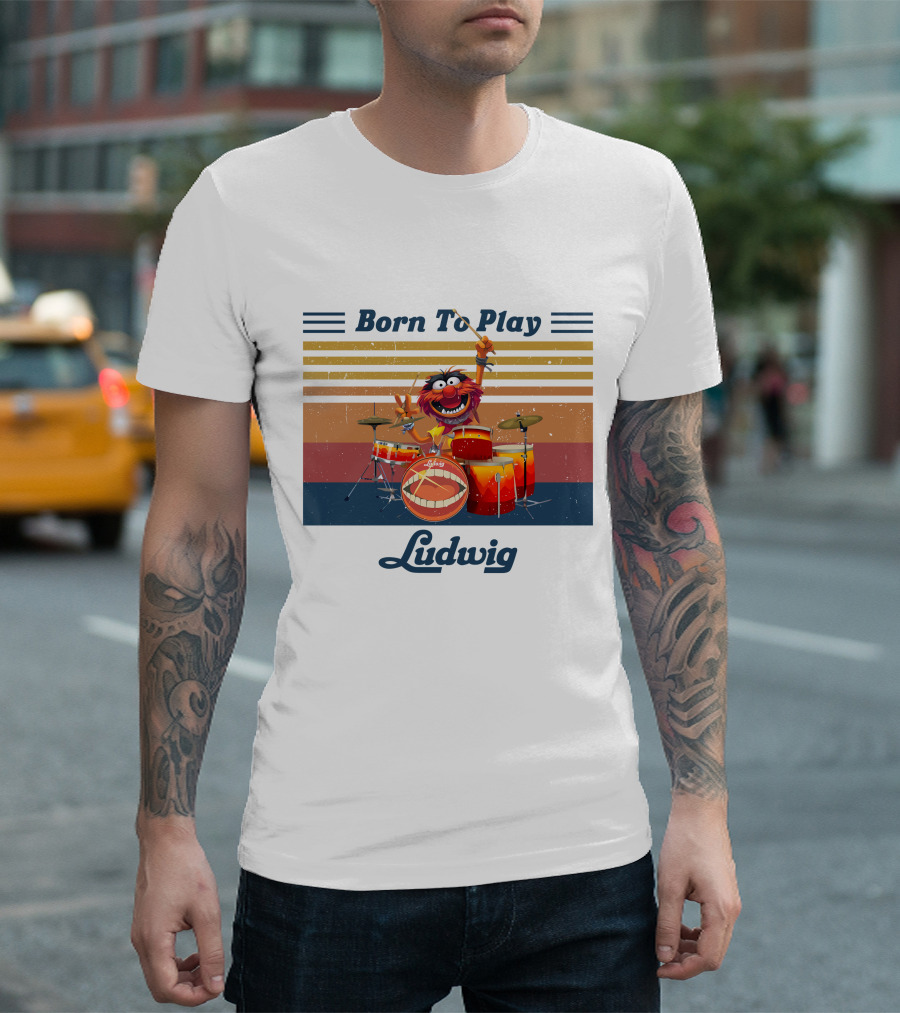 Born To Play Drums Ludwig Vintage Style Animal Muppets T-Shirt