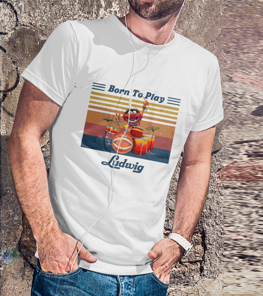 Born To Play Drums Ludwig Vintage Style Animal Muppets T-Shirt
