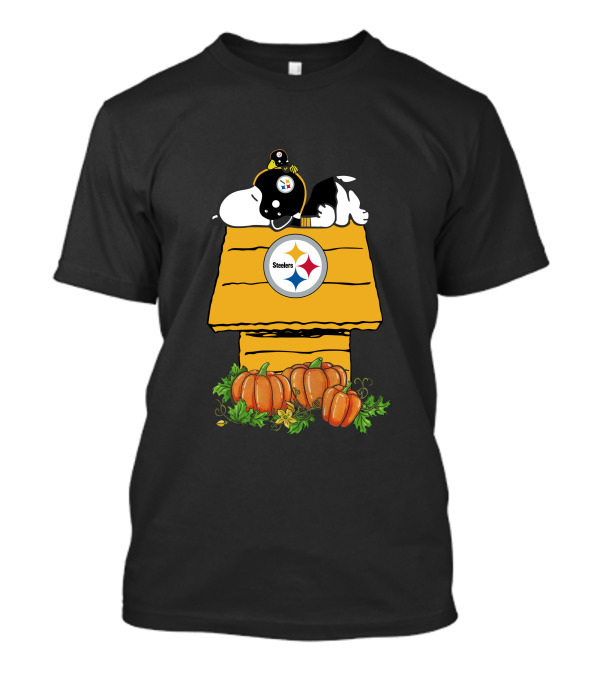 Pittsburgh Steelers Snoopy Doghouse With Pumpkins T-Shirt