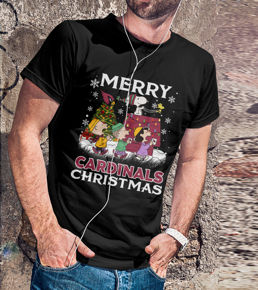 Merry Cardinals Christmas Snoopy And Friends Peanuts Holiday T-Shirt