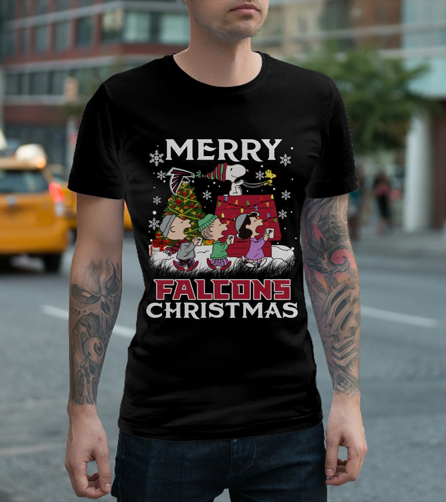 Merry Falcons Christmas Atlanta Snoopy T-Shirt