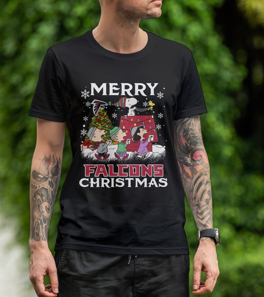 Merry Falcons Christmas Atlanta Snoopy T-Shirt