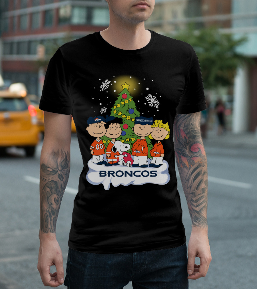 Broncos Christmas Snoopy And Peanuts Characters Holiday T-Shirt