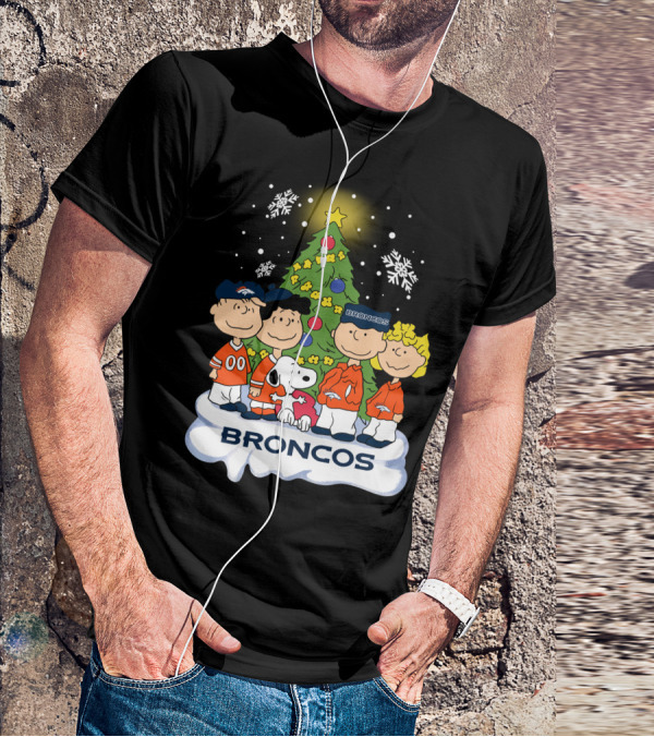 Broncos Christmas Snoopy And Peanuts Characters Holiday T-Shirt