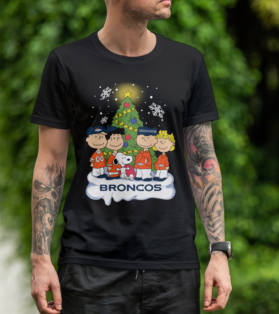 Broncos Christmas Snoopy And Peanuts Characters Holiday T-Shirt