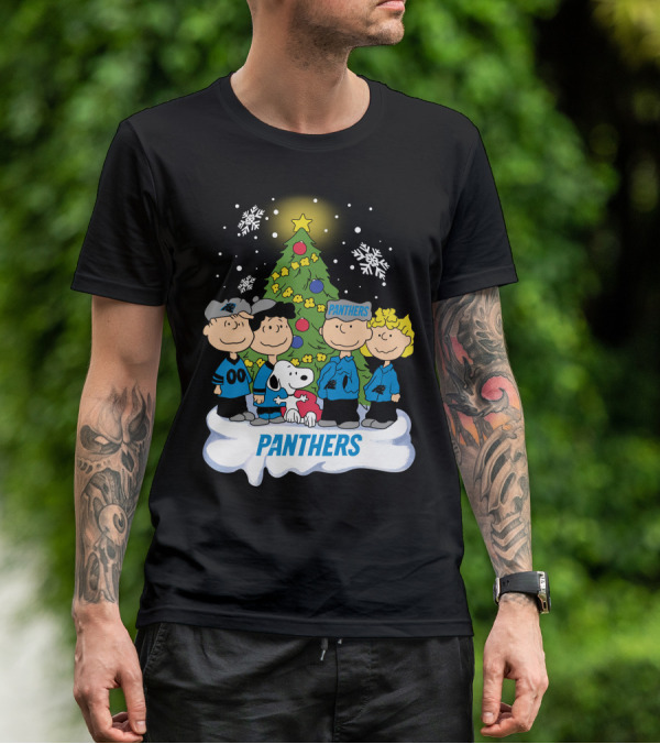 Panthers Snoopy Christmas Peanuts Characters T-Shirt