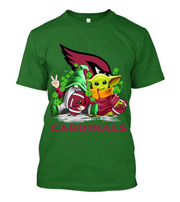 Arizona Cardinals Football Patrick's Day Gnome And Baby Alien With Shamrocks T-Shirt
