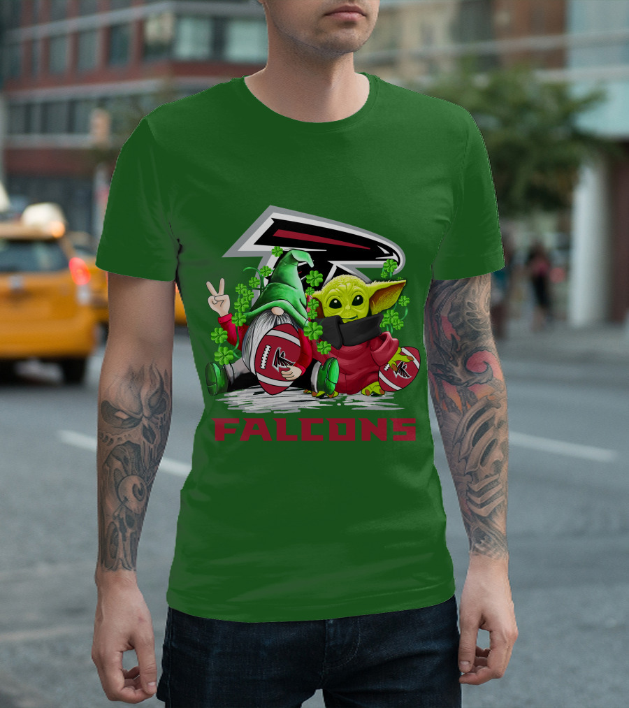 Atlanta Falcons St. Patrick's Day Football Gnome and Baby Alien T-Shirt