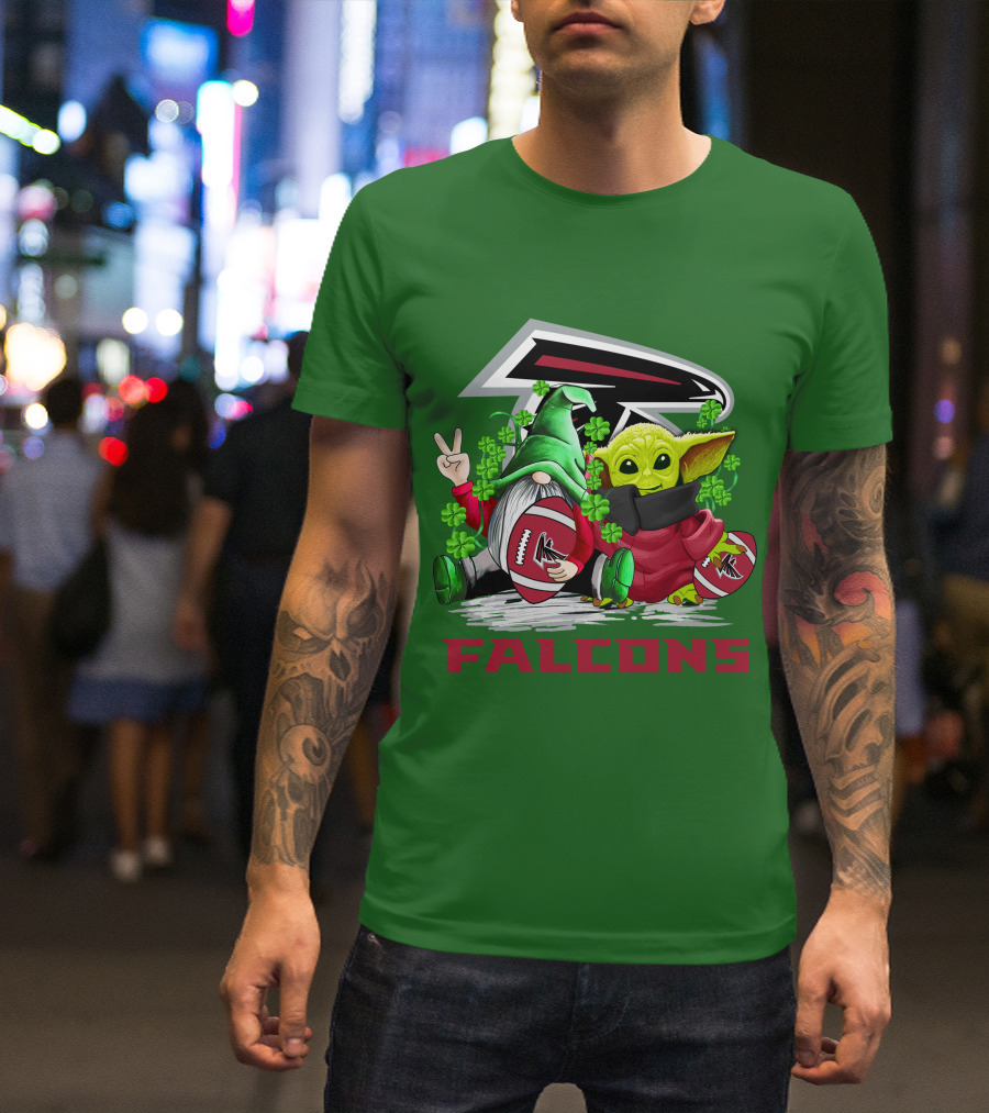 Atlanta Falcons St. Patrick's Day Football Gnome And Baby Alien T-Shirt