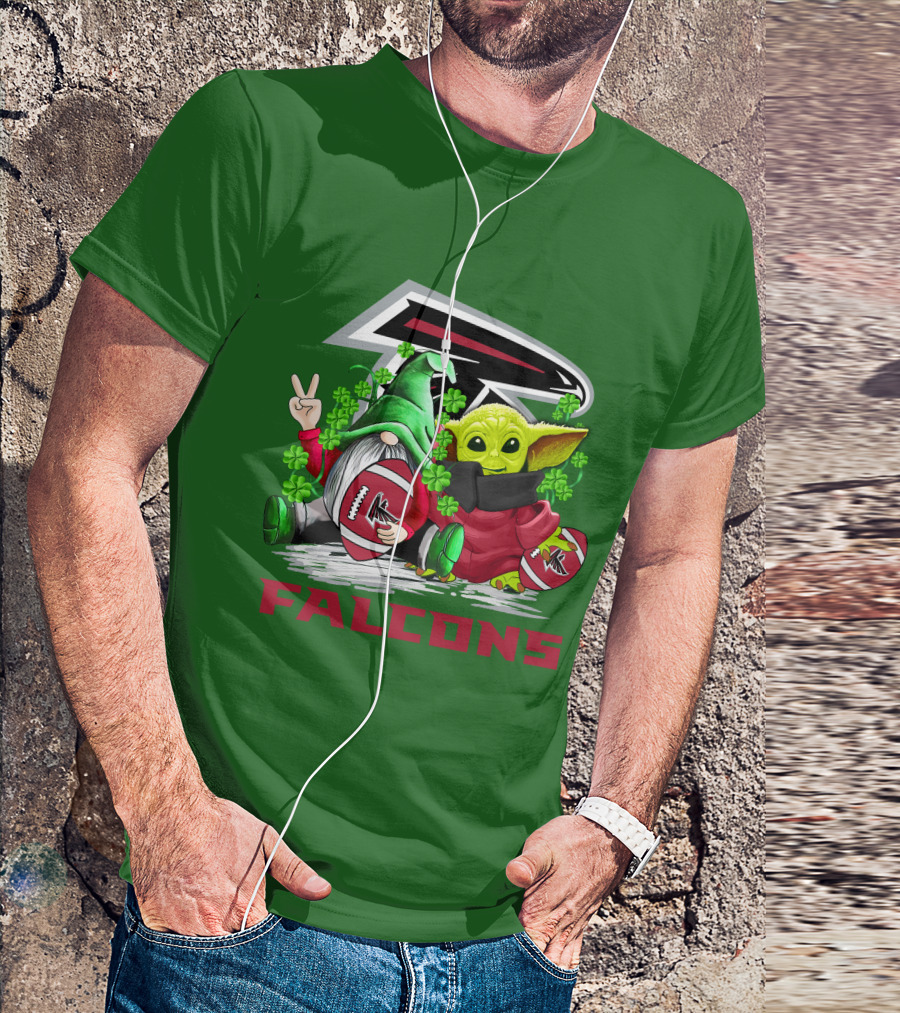 Atlanta Falcons St. Patrick's Day Football Gnome And Baby Alien T-Shirt