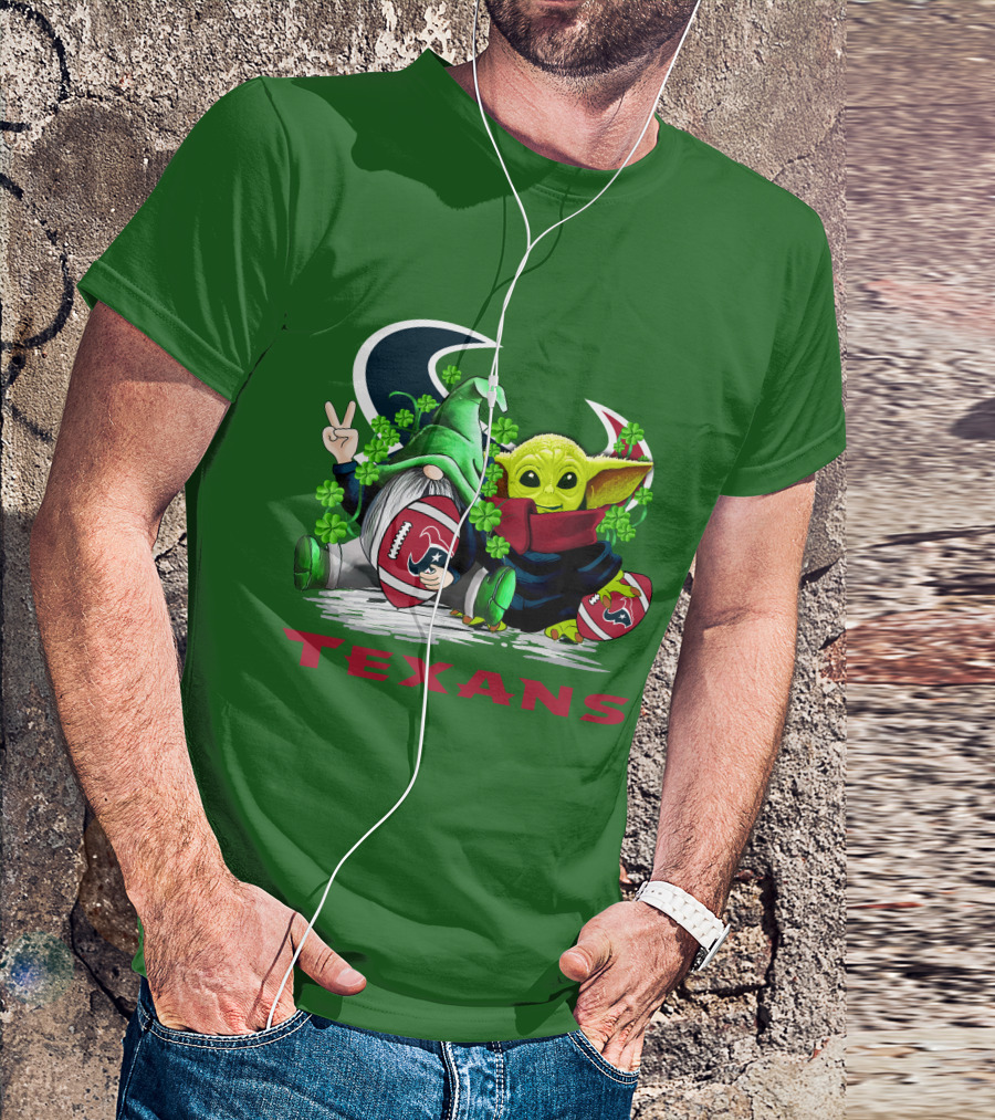 Houston Texans Football Patrick’s Day Clover Gnome And Alien T-Shirt