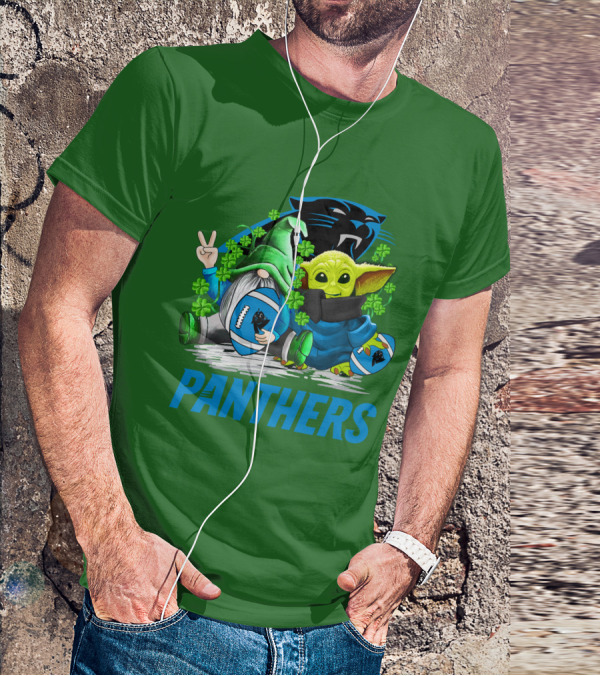 Panthers St. Patrick’s Day Football Gnome And Baby Alien T-Shirt