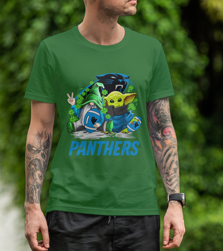 Panthers St. Patrick’s Day Football Gnome And Baby Alien T-Shirt