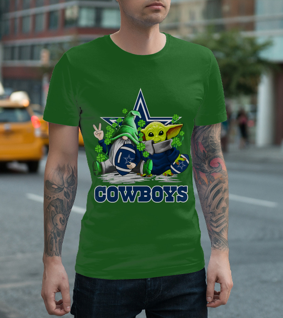 Cowboys Gnome Baby Yoda Football St. Patrick's Day T-Shirt
